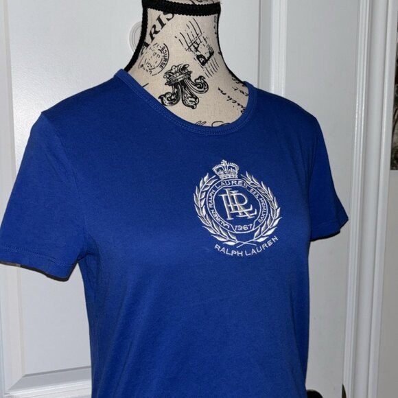 Lauren Ralph Lauren Active Blue Cotton Embroidered Logo Shirt - Picture 5 of 7